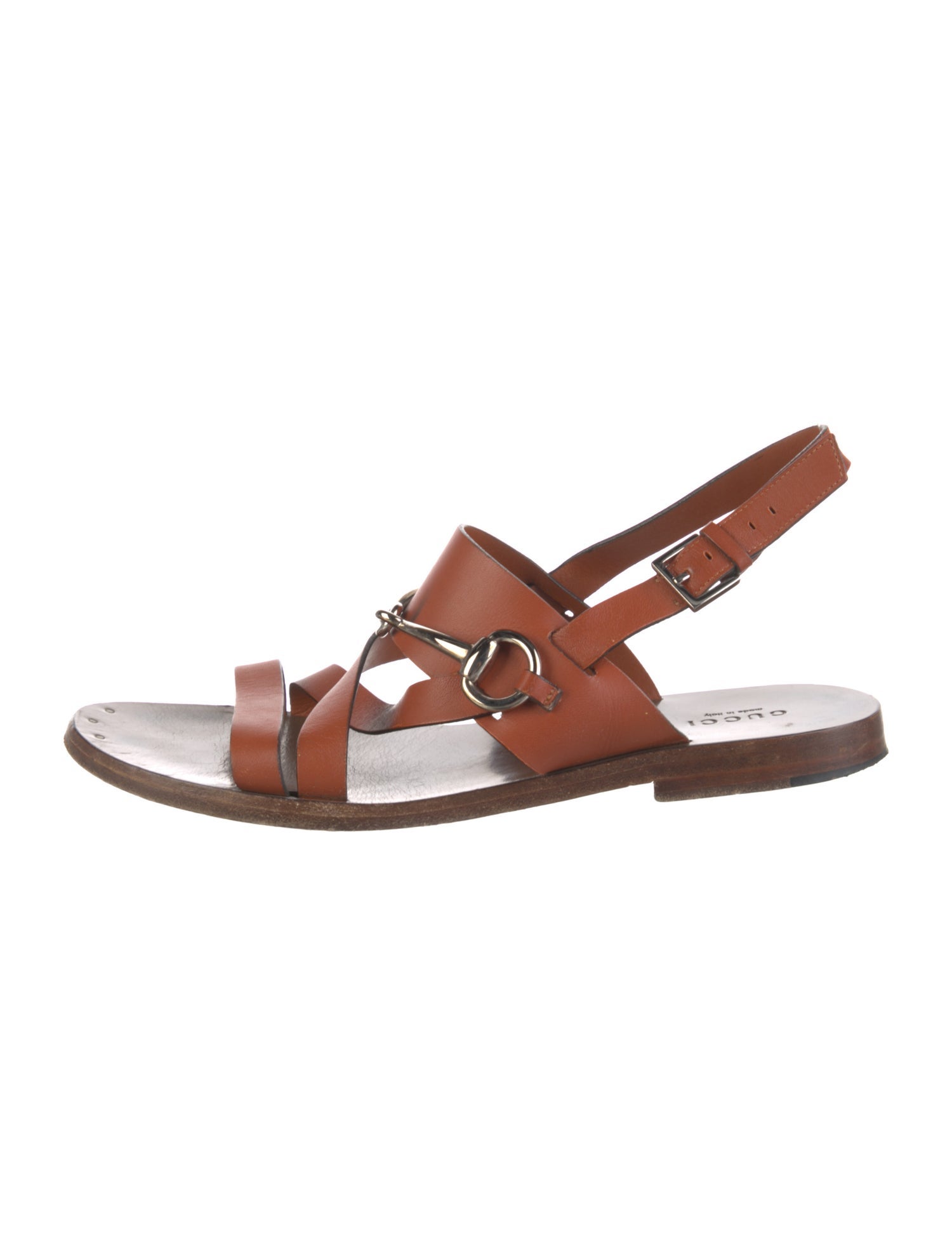 Gucci Horsebit Accent Leather Slingback Sandals