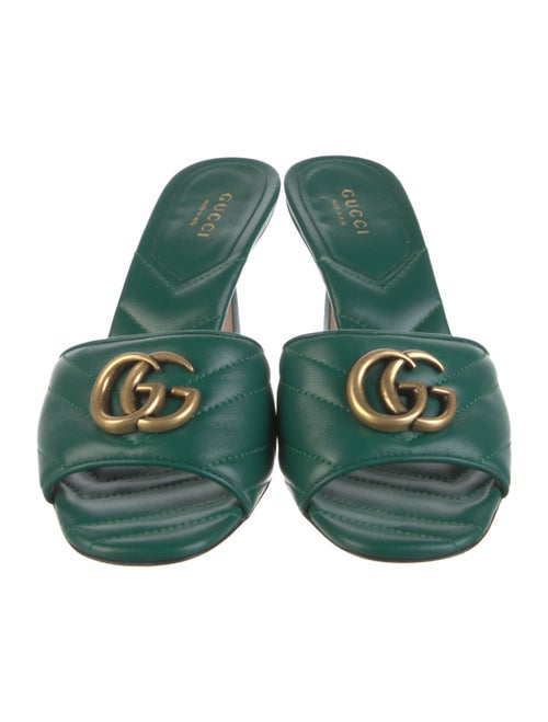Gucci Double G Logo Leather Slides