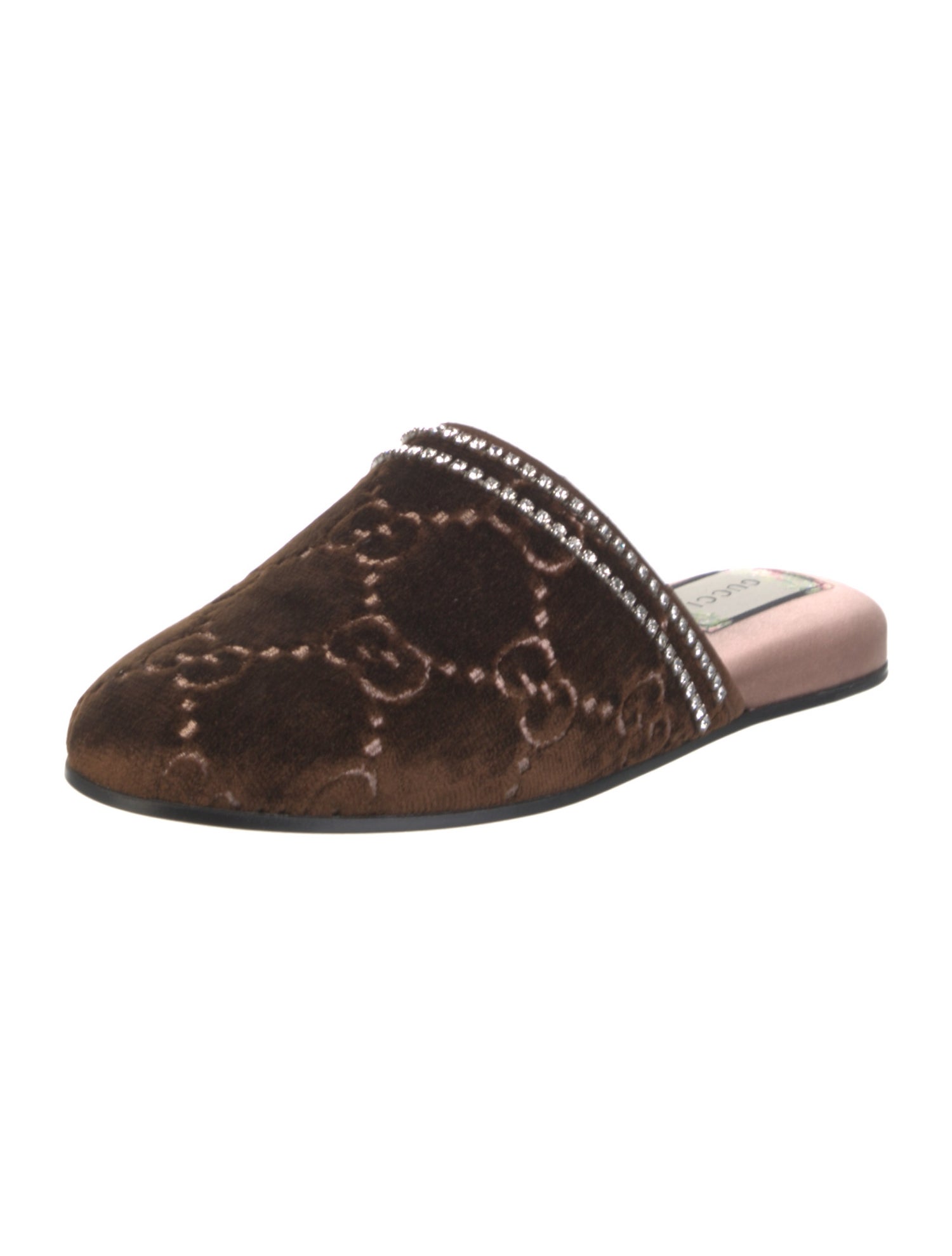 Gucci Velvet Crystal Embellishments Slides w/ Tags