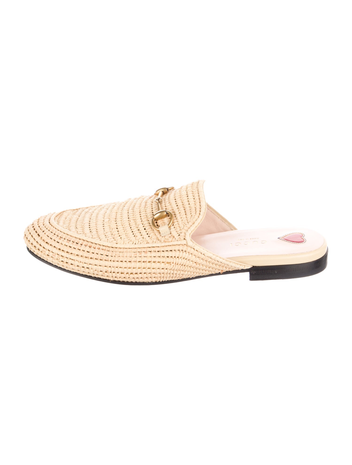 Gucci Horsebit Accent Raffia Mules