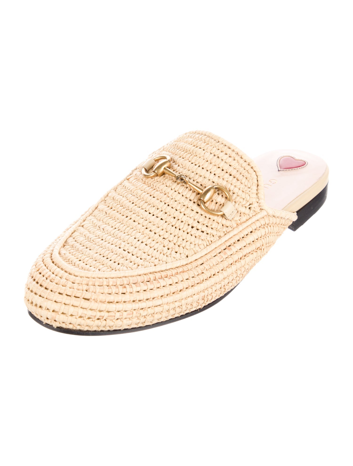 Gucci Horsebit Accent Raffia Mules