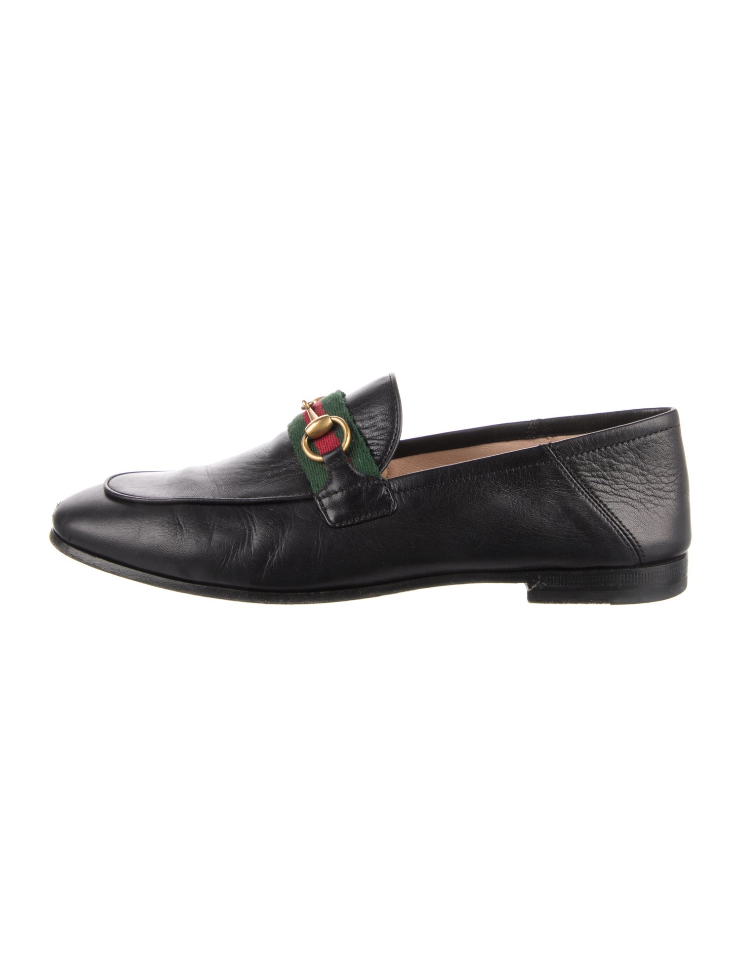 Gucci Web Accent Leather Loafers