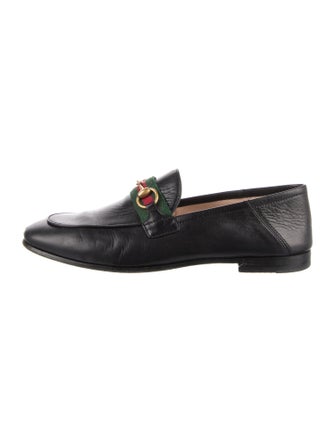 Gucci Web Accent Leather Loafers