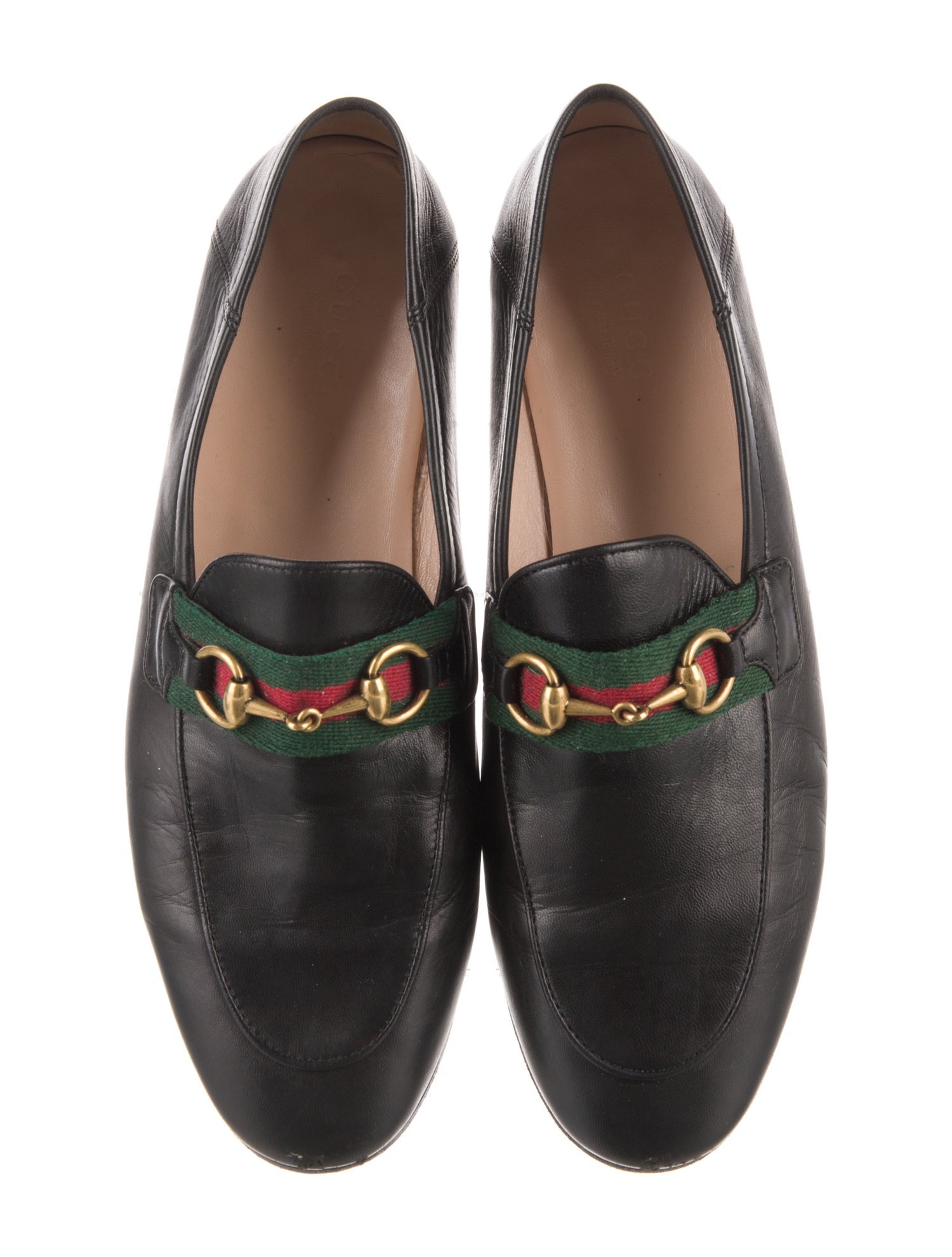 Gucci Web Accent Leather Loafers