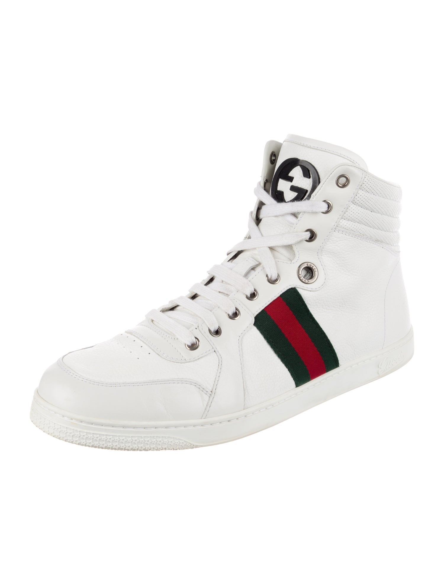 Gucci Web Accent Leather Sneakers