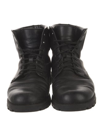 Gucci Web Accent Leather Lace-Up Boots