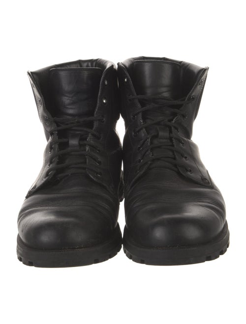 Gucci Web Accent Leather Lace-Up Boots