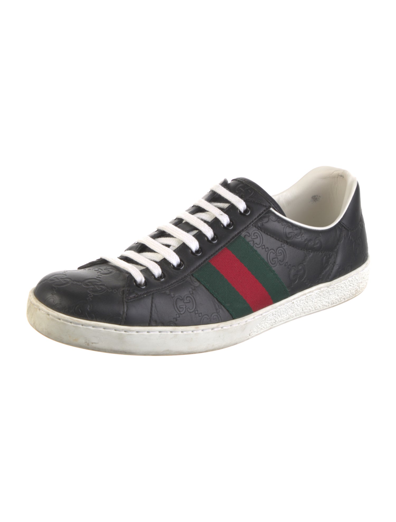 Gucci Web Accent Leather Sneakers