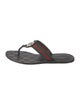 Gucci Web Accent Leather Trim Embellishment Flip Flops