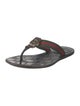 Gucci Web Accent Leather Trim Embellishment Flip Flops