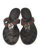 Gucci Web Accent Leather Trim Embellishment Flip Flops
