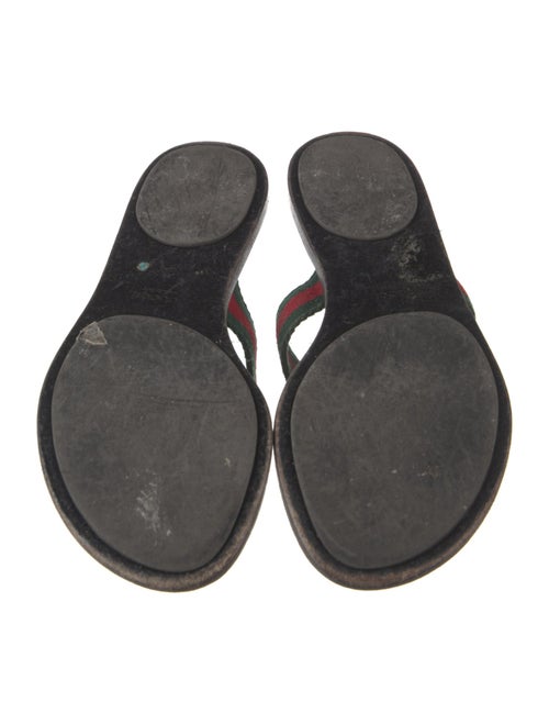 Gucci Web Accent Leather Trim Embellishment Flip Flops