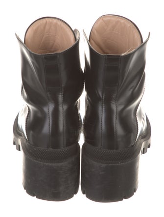 Gucci Sylvie Web Accent Leather Combat Boots