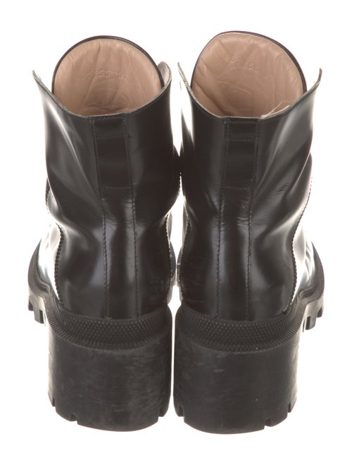 Gucci Sylvie Web Accent Leather Combat Boots