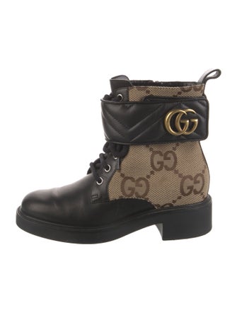 Gucci GG Canvas Leather Combat Boots