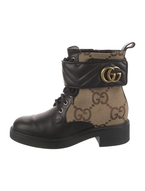 Gucci GG Canvas Leather Combat Boots