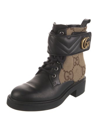 Gucci GG Canvas Leather Combat Boots