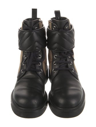 Gucci GG Canvas Leather Combat Boots