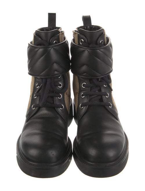 Gucci GG Canvas Leather Combat Boots