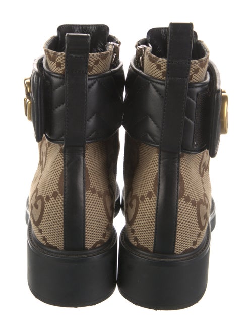 Gucci GG Canvas Leather Combat Boots