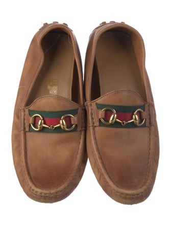 Gucci Web Accent Leather Drivers
