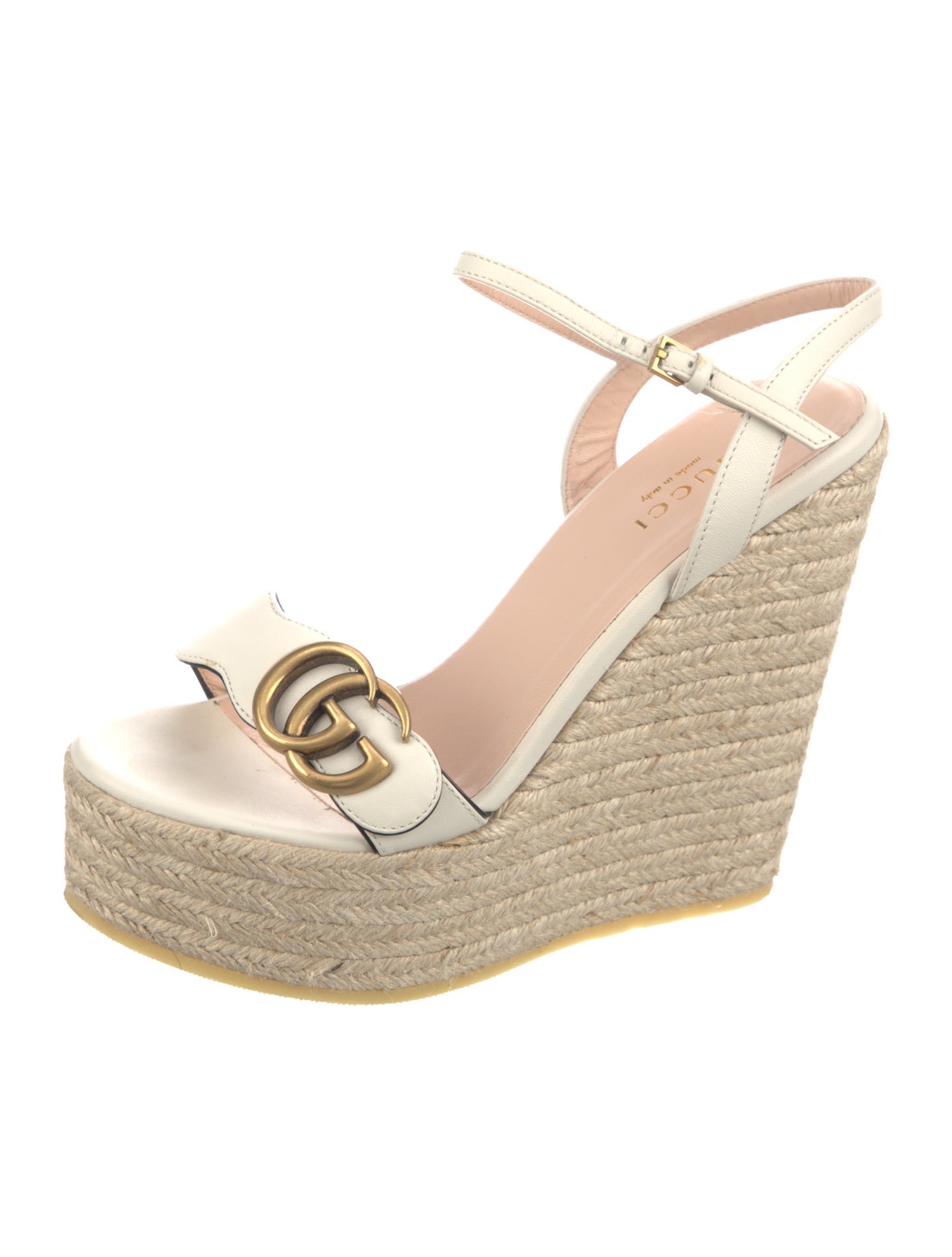 Gucci Double G Logo Leather Espadrilles