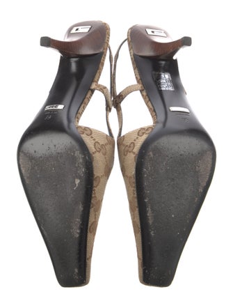 Gucci Canvas Printed Slingback Pumps