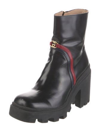 Gucci Interlocking G Logo Leather Rain Boots