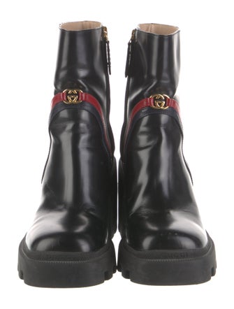 Gucci Interlocking G Logo Leather Rain Boots