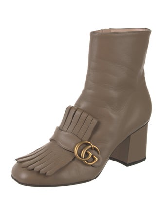Gucci Double G Logo Leather Boots