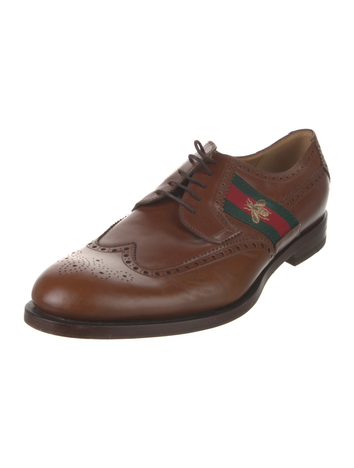 Gucci Web Accent Leather Brogues