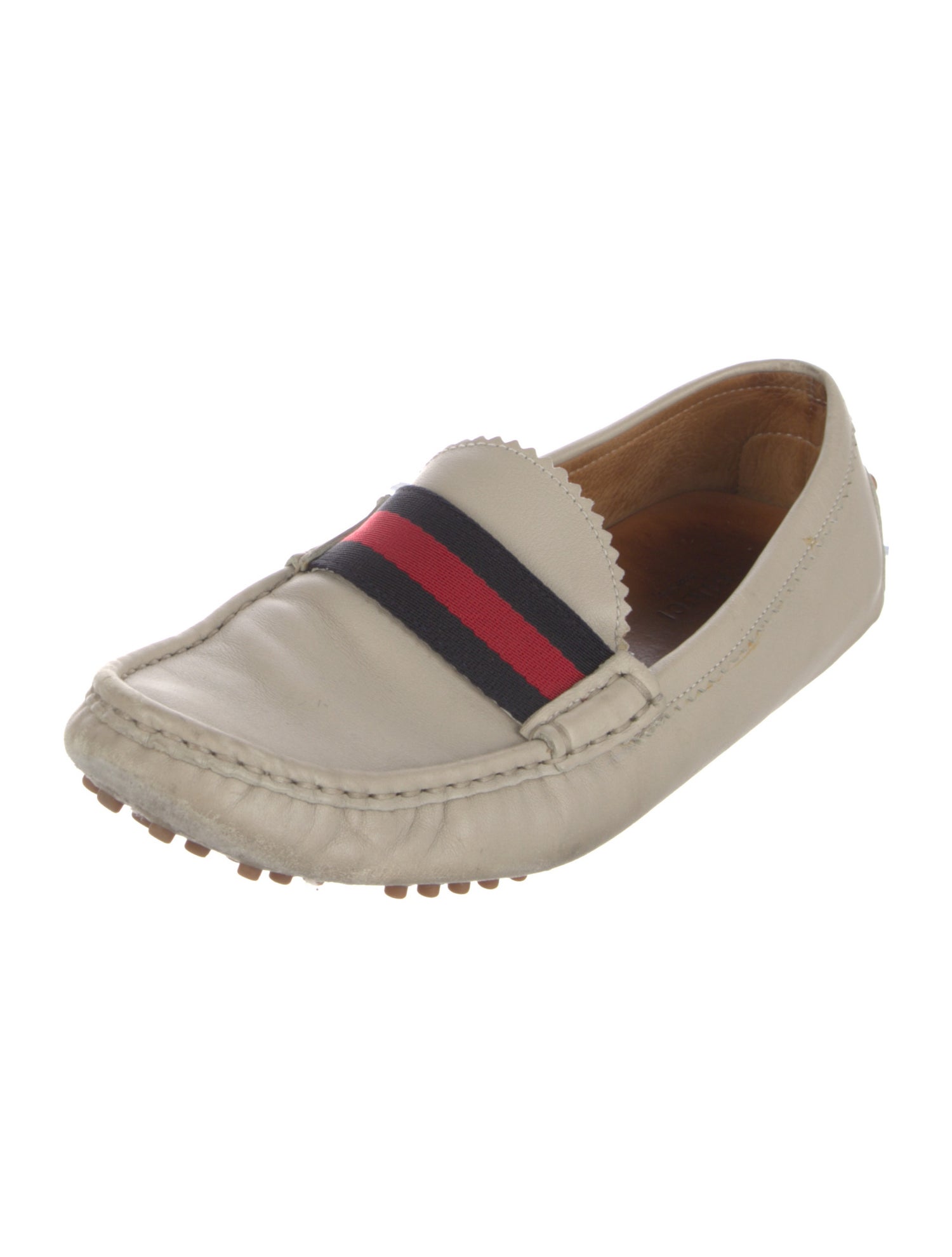 Gucci Sylvie Web Accent Leather Loafers