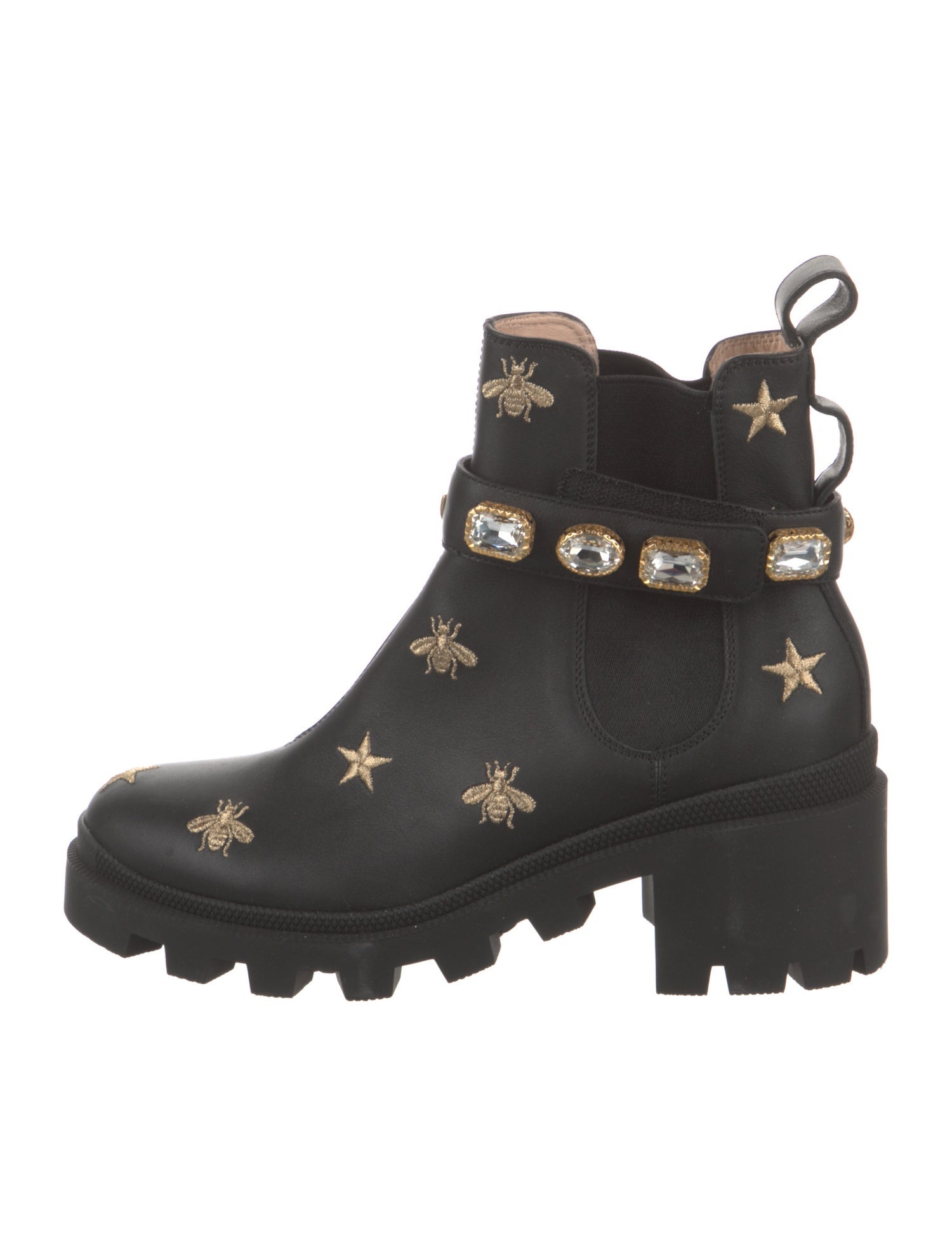Gucci Double G Logo Leather Combat Boots