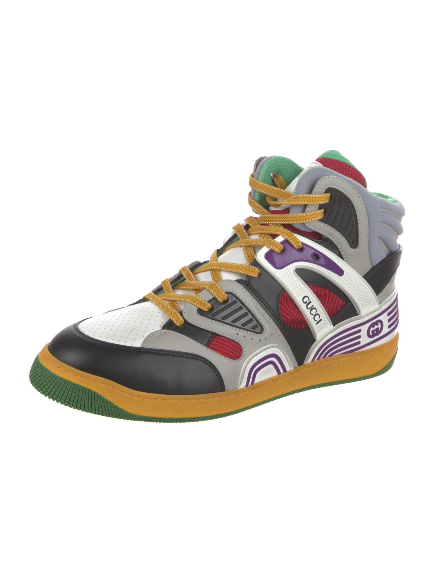 Gucci Leather Colorblock Pattern Sneakers