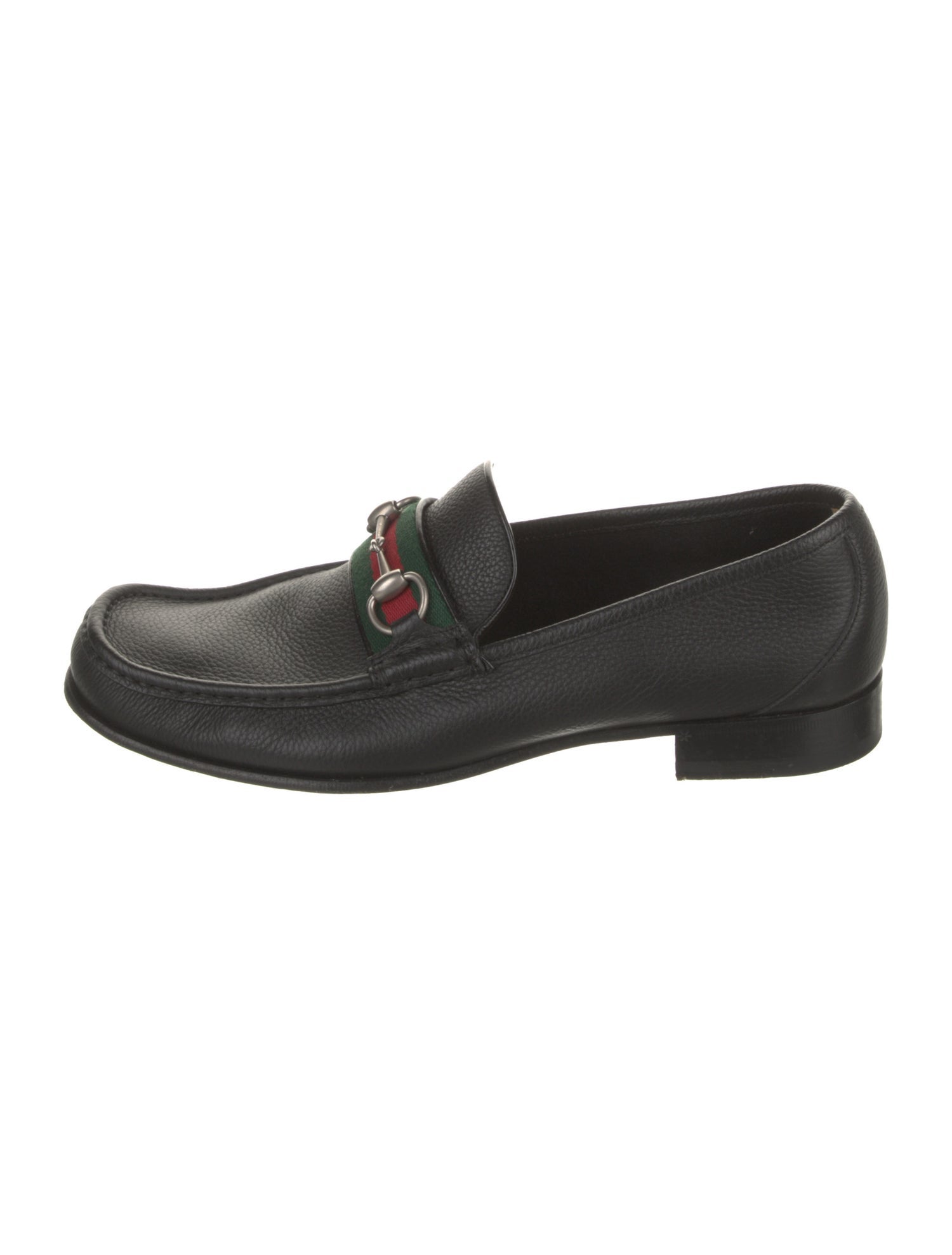 Gucci Web Accent Leather Loafers