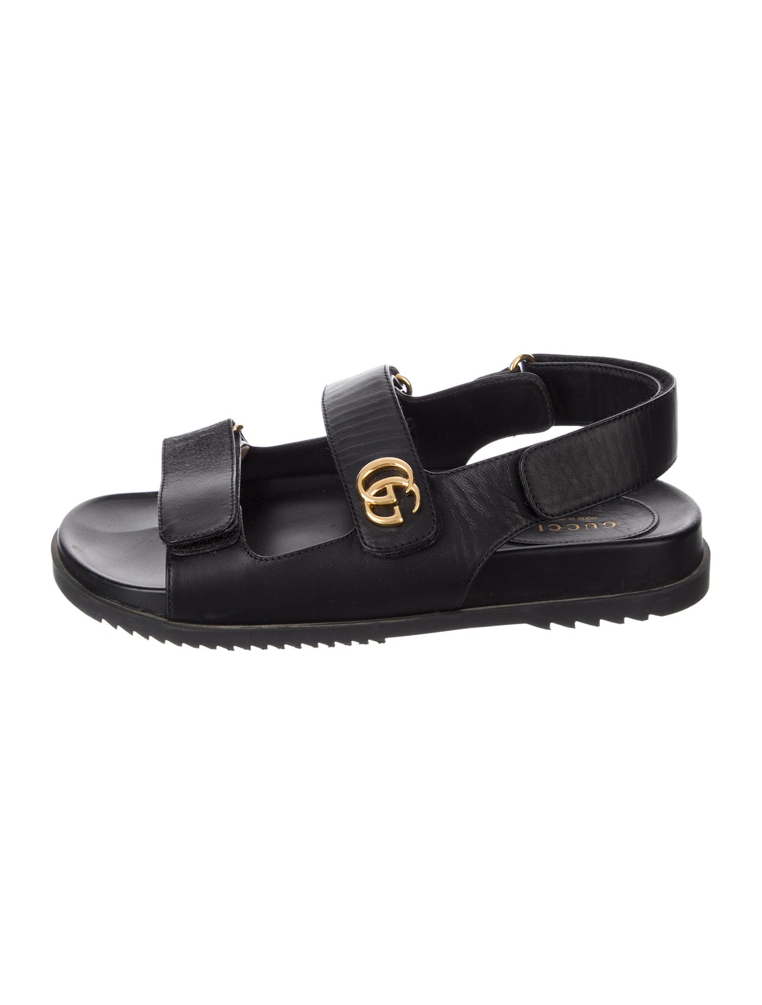 Gucci Double G Logo Leather Gladiator Sandals