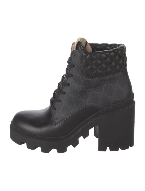 Gucci Quilted Pattern Leather Combat Boots