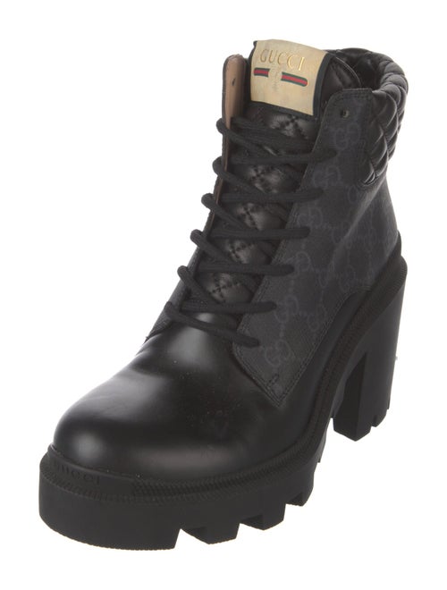 Gucci Quilted Pattern Leather Combat Boots