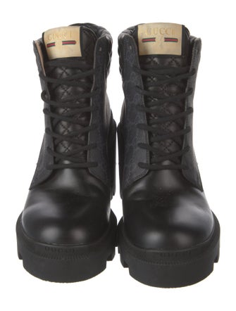 Gucci Quilted Pattern Leather Combat Boots