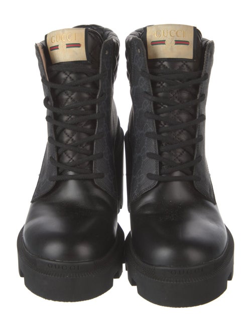 Gucci Quilted Pattern Leather Combat Boots