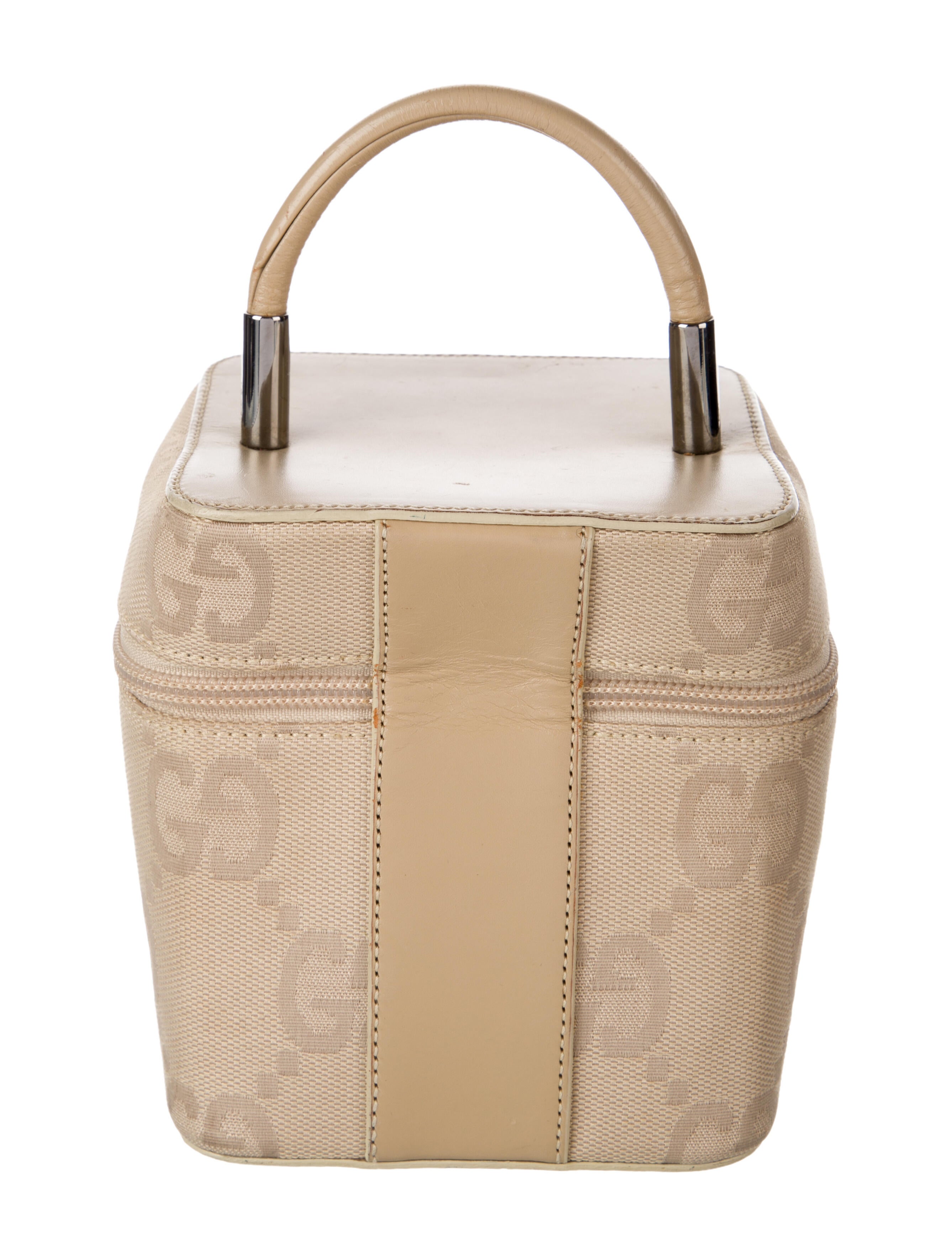 Gucci Vintage Canvas Leather Trim Cosmetic Bag