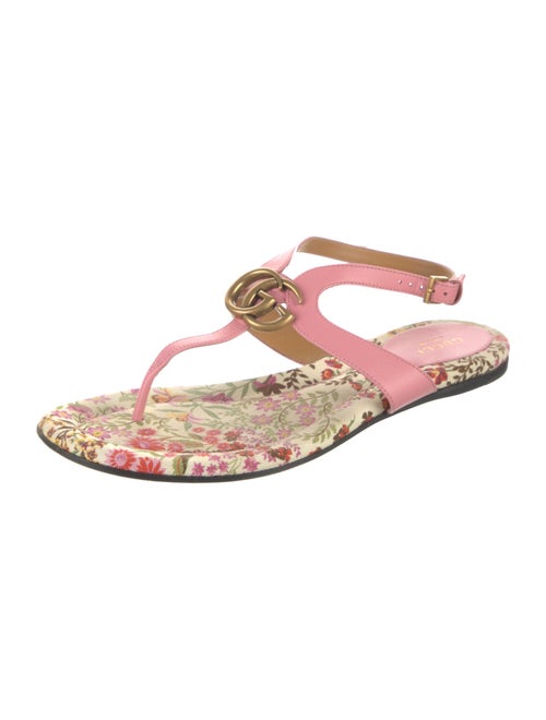 Gucci Double G Logo Leather Flip Flops