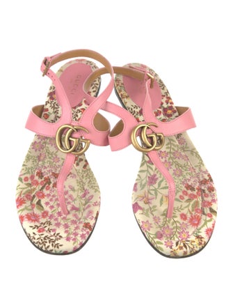 Gucci Double G Logo Leather Flip Flops