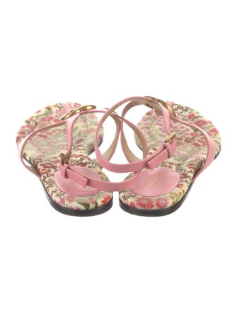 Gucci Double G Logo Leather Flip Flops