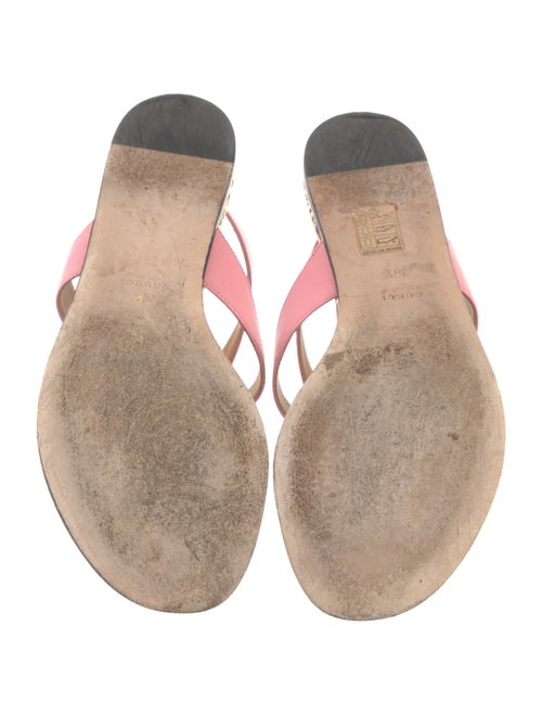Gucci Double G Logo Leather Flip Flops