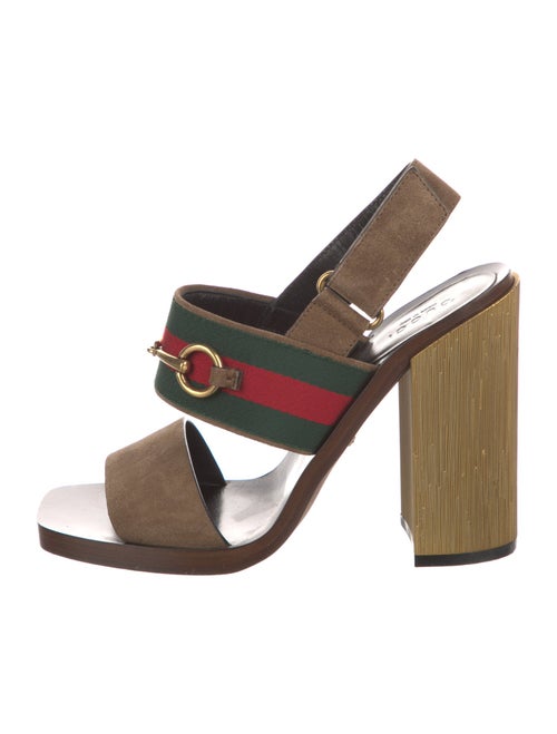 Gucci Web Accent Suede Slingback Sandals