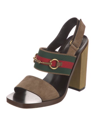 Gucci Web Accent Suede Slingback Sandals