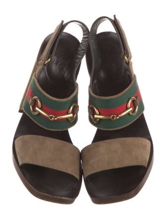 Gucci Web Accent Suede Slingback Sandals