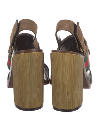 Gucci Web Accent Suede Slingback Sandals