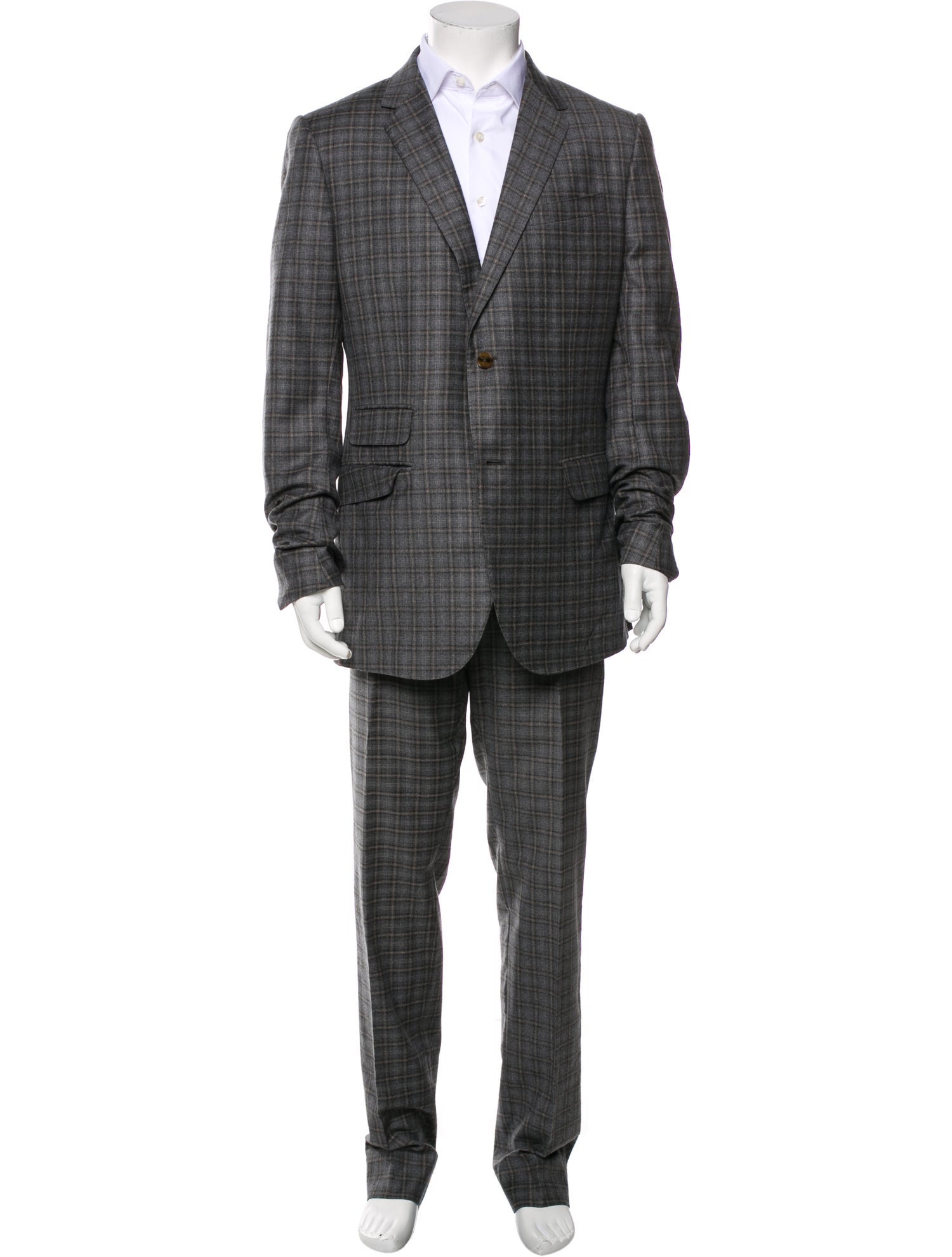 Gucci Wool Plaid Print Two-Piece Suit